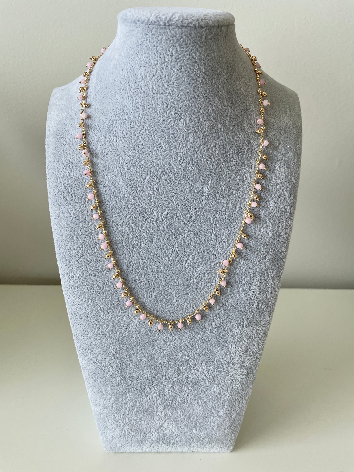 Pink & Gold Bead Necklace