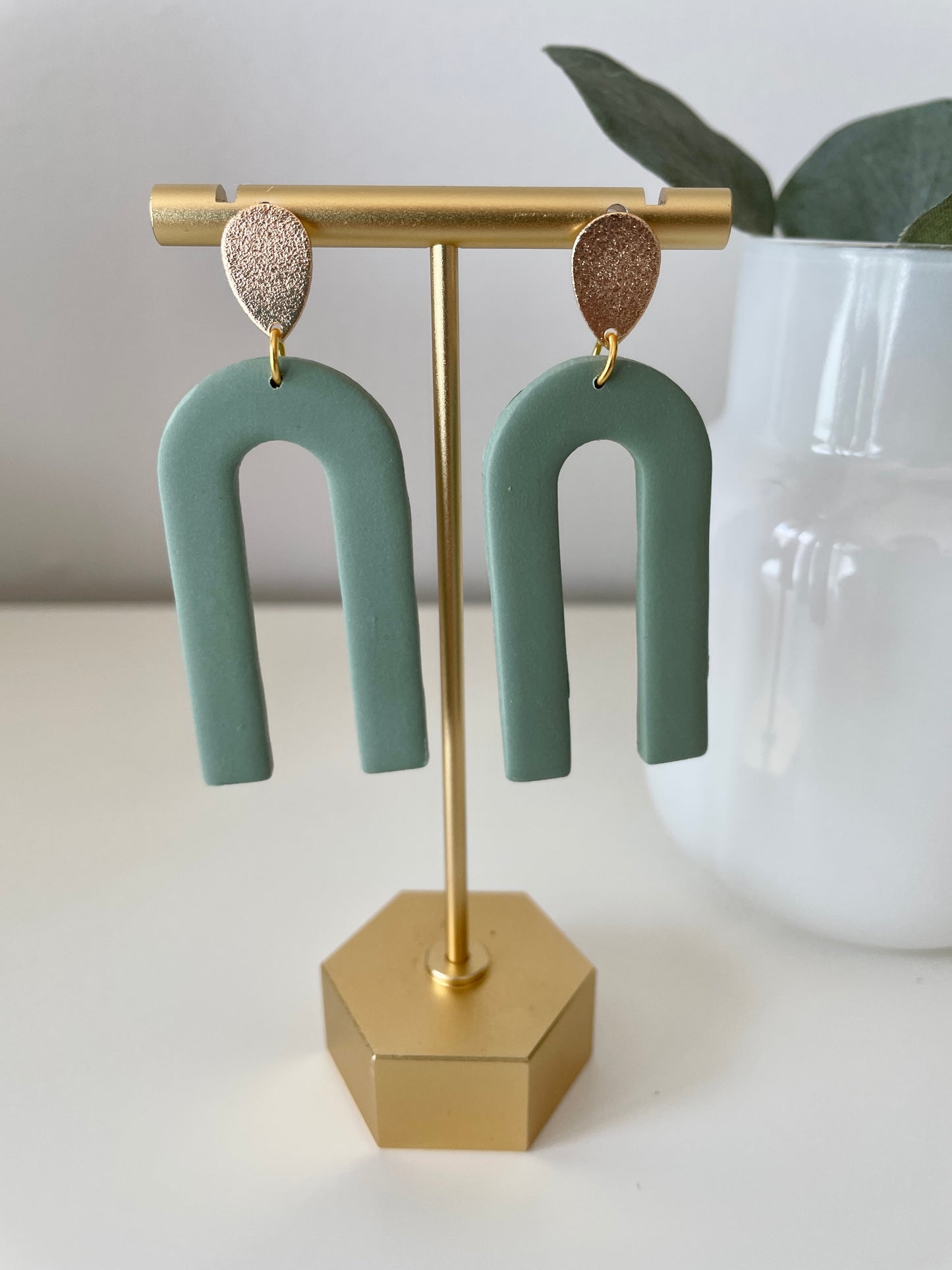 Basic B*tches- Jade Green Gold Tear Drop Long Arches