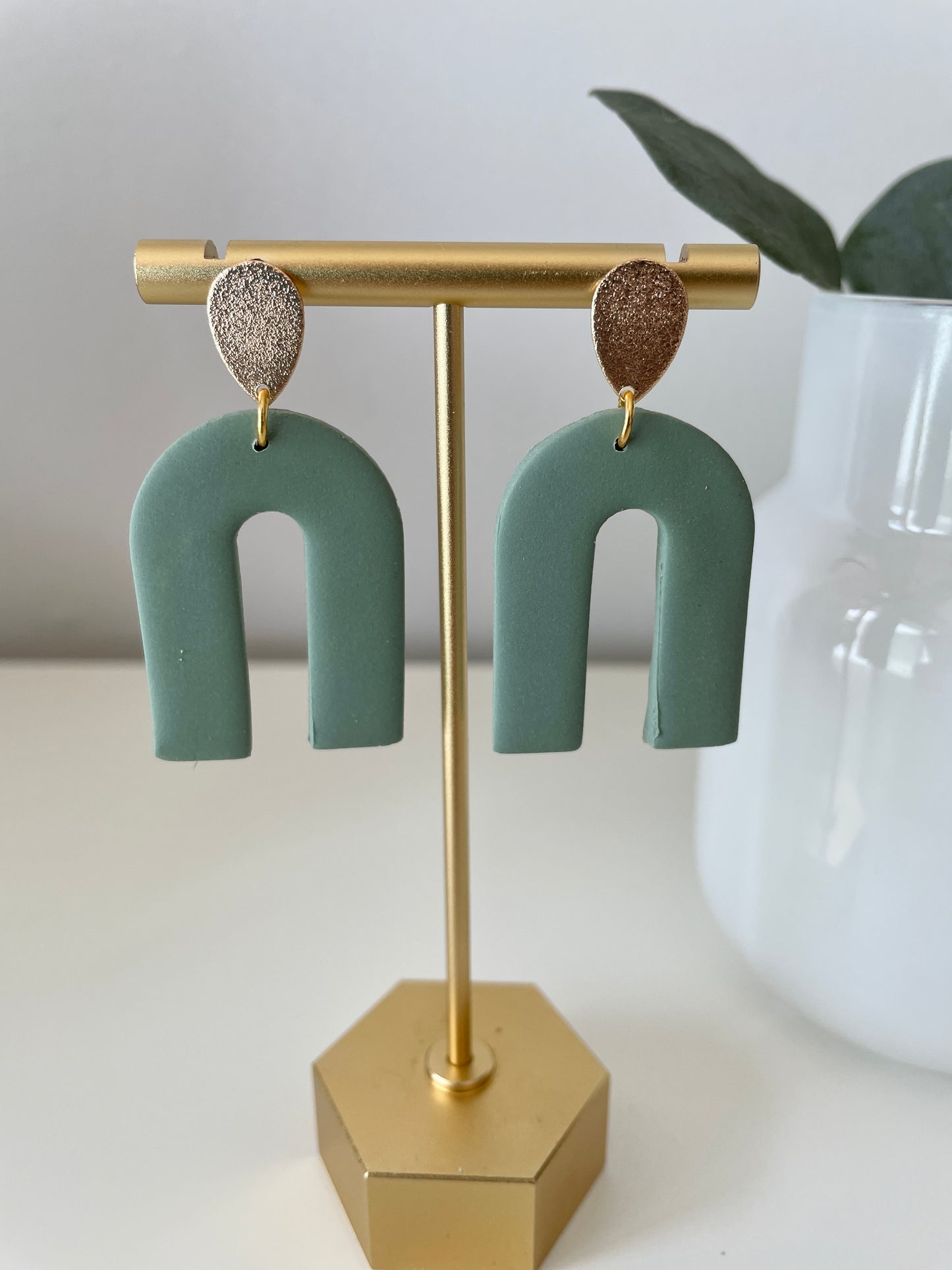 Basic B*tches- Jade Green Gold Tear Drop Classic Arches