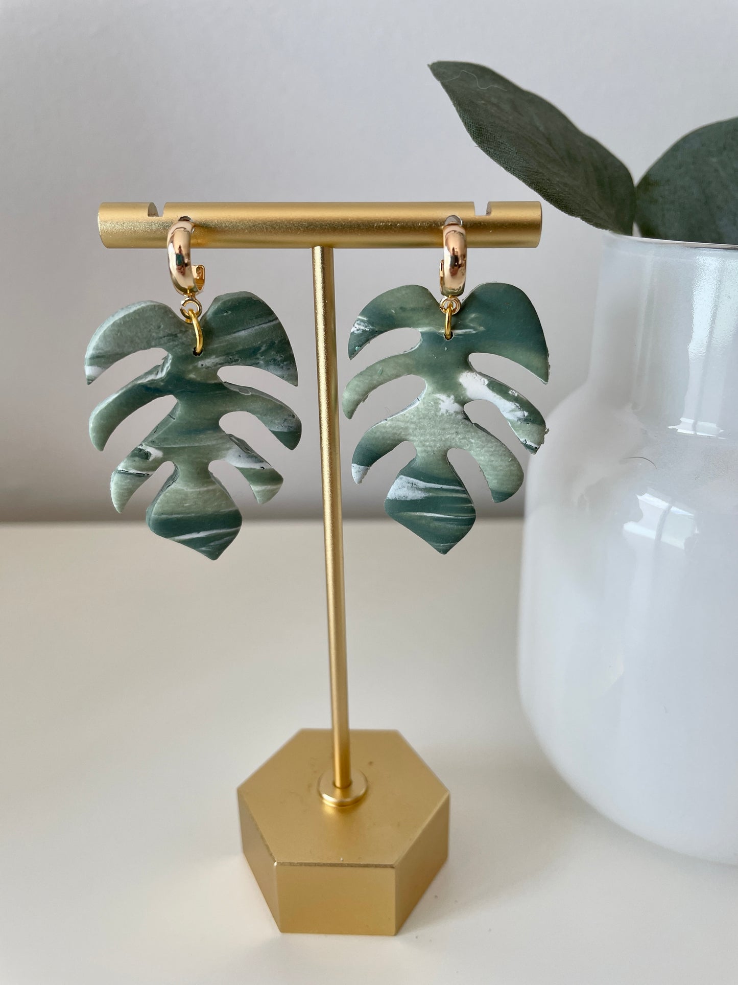 Basic B*tches- Jade Green & White Monstera leafs