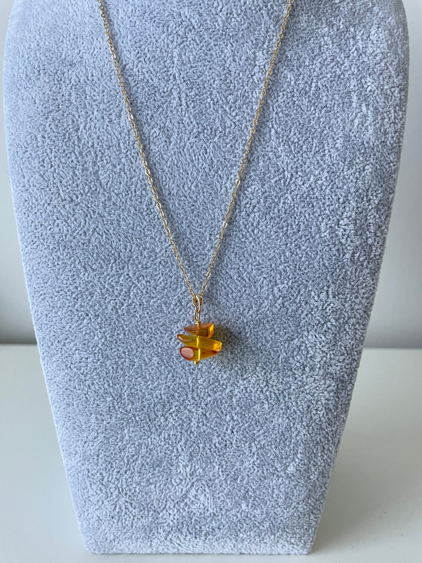 Amber Glass Bead Stacked Necklace