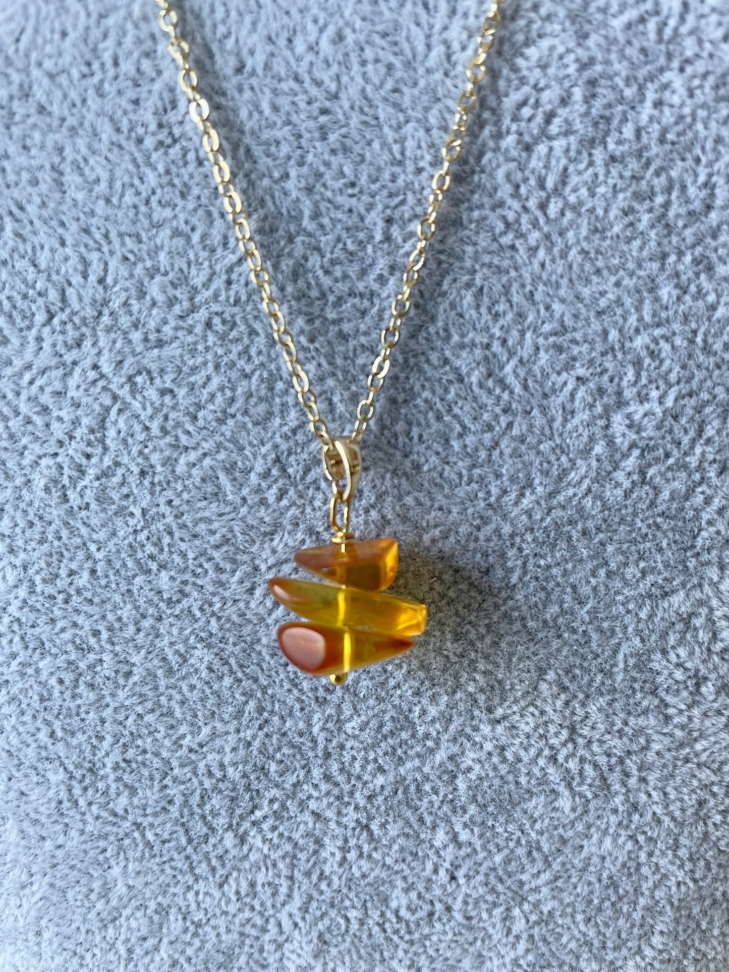 Amber Glass Bead Stacked Necklace