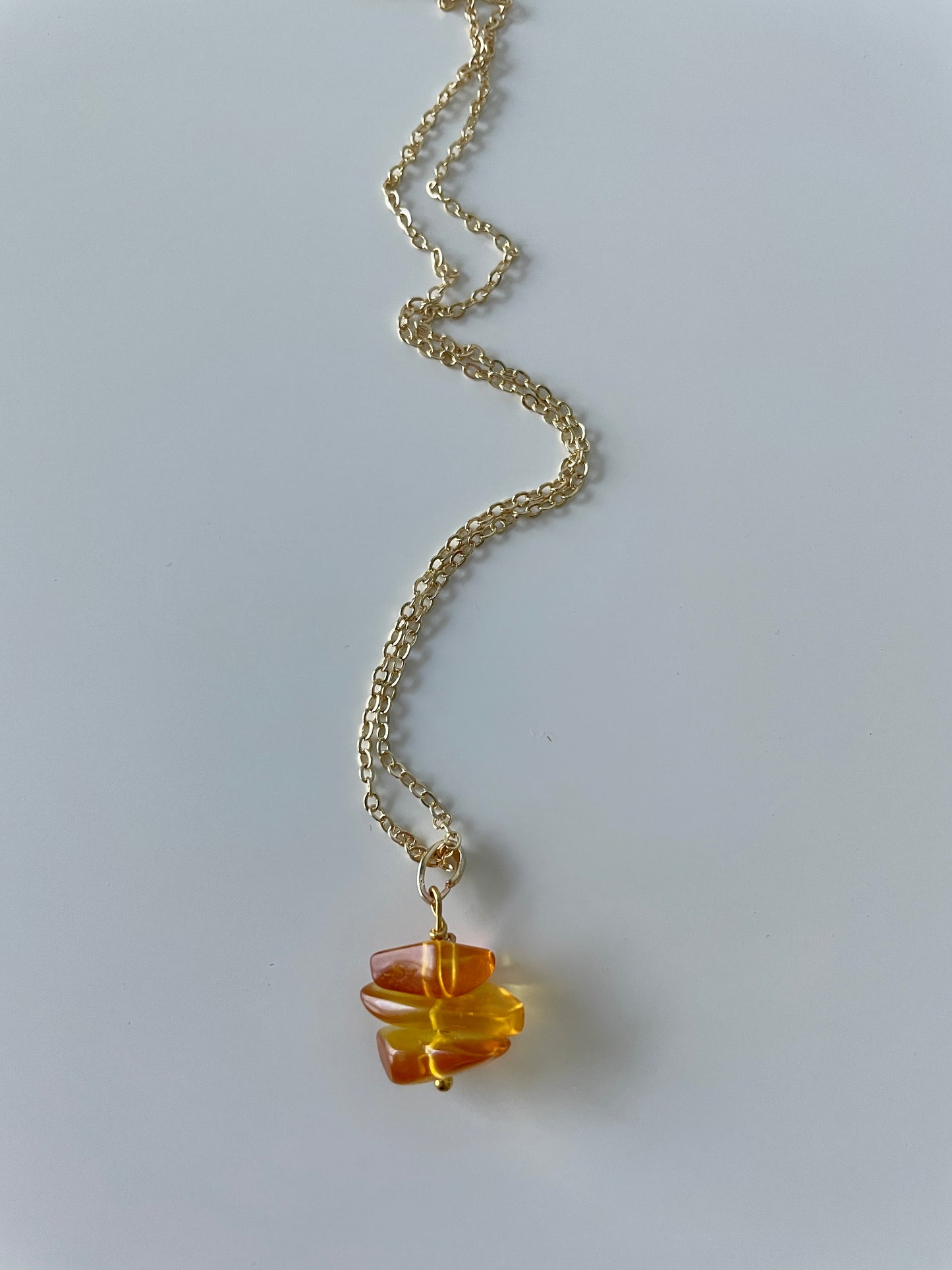 Amber Glass Bead Stacked Necklace