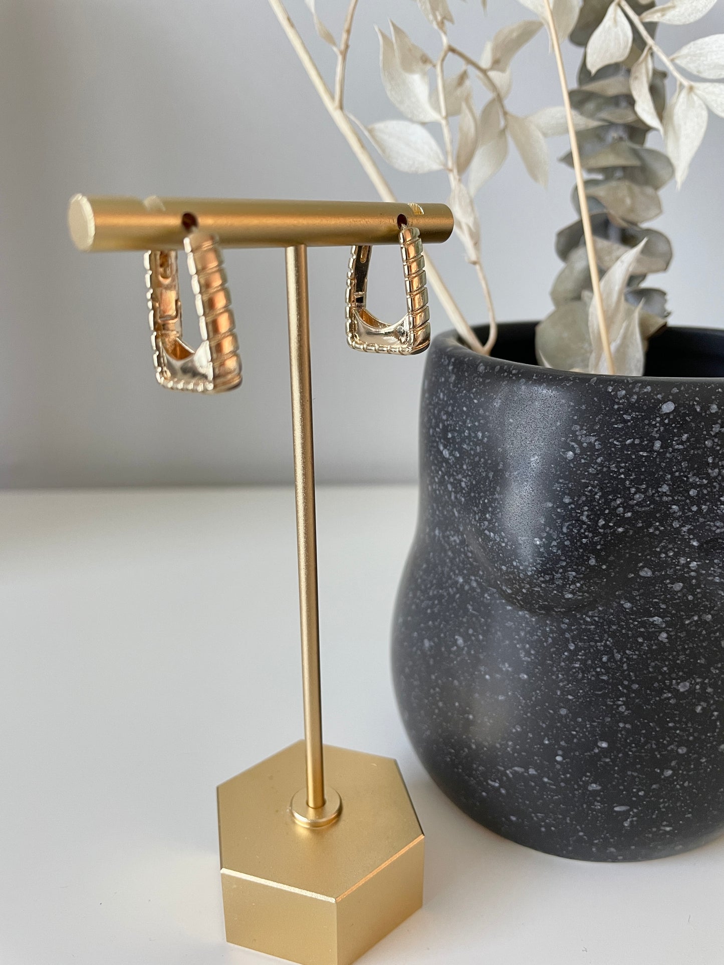 Gold Collection- Rectangle Textured Hoops