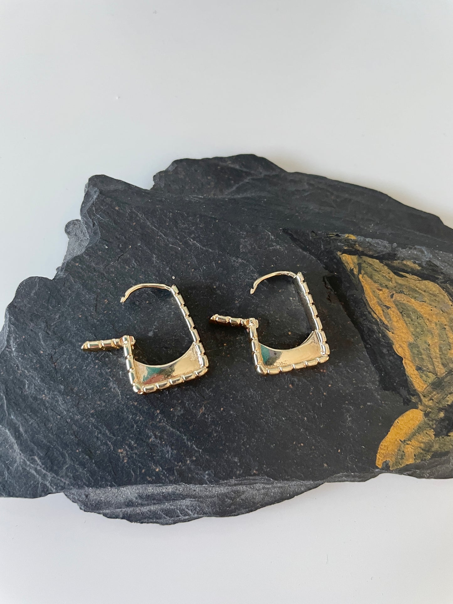 Gold Collection- Rectangle Textured Hoops
