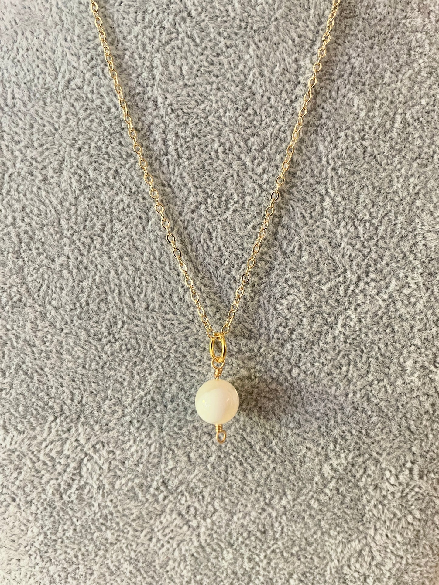 Opaque White Glass Bead Necklace