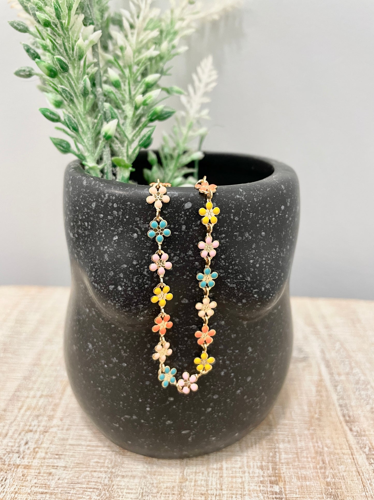 Enamel Flower Bracelet