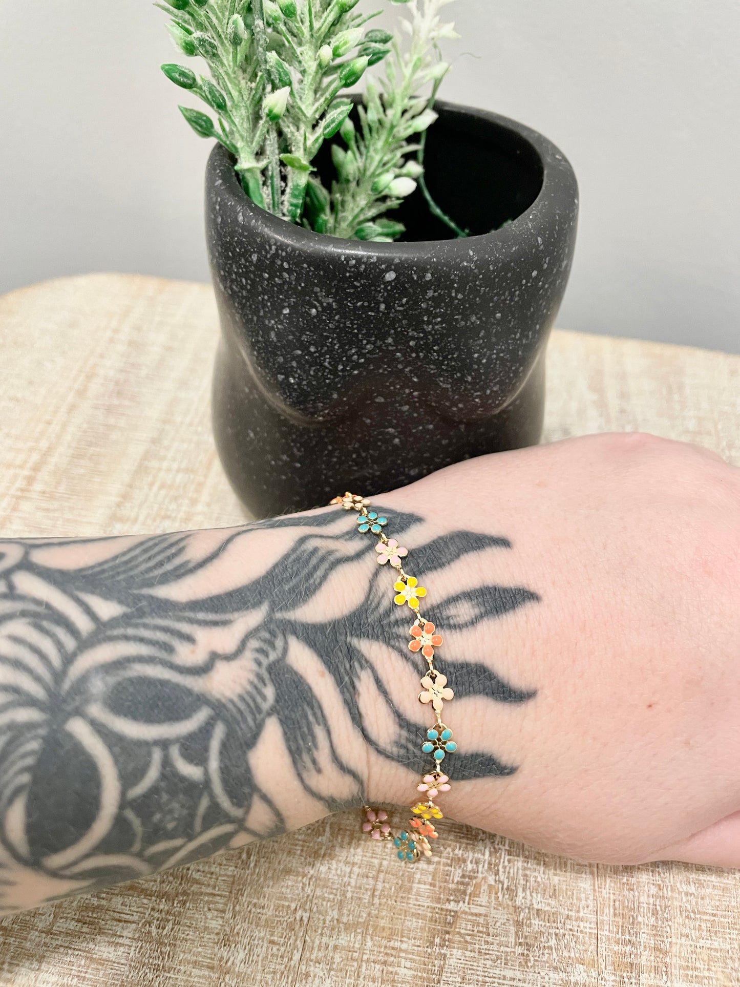 Enamel Flower Bracelet