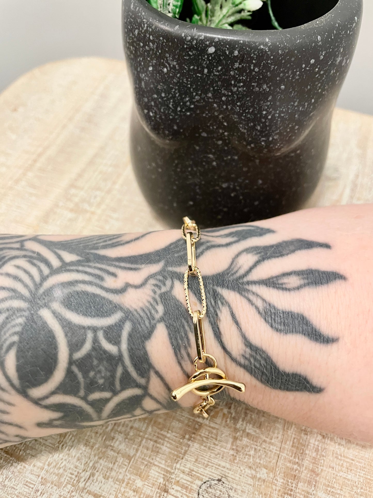 Textured Large Paper Clip Bracelet