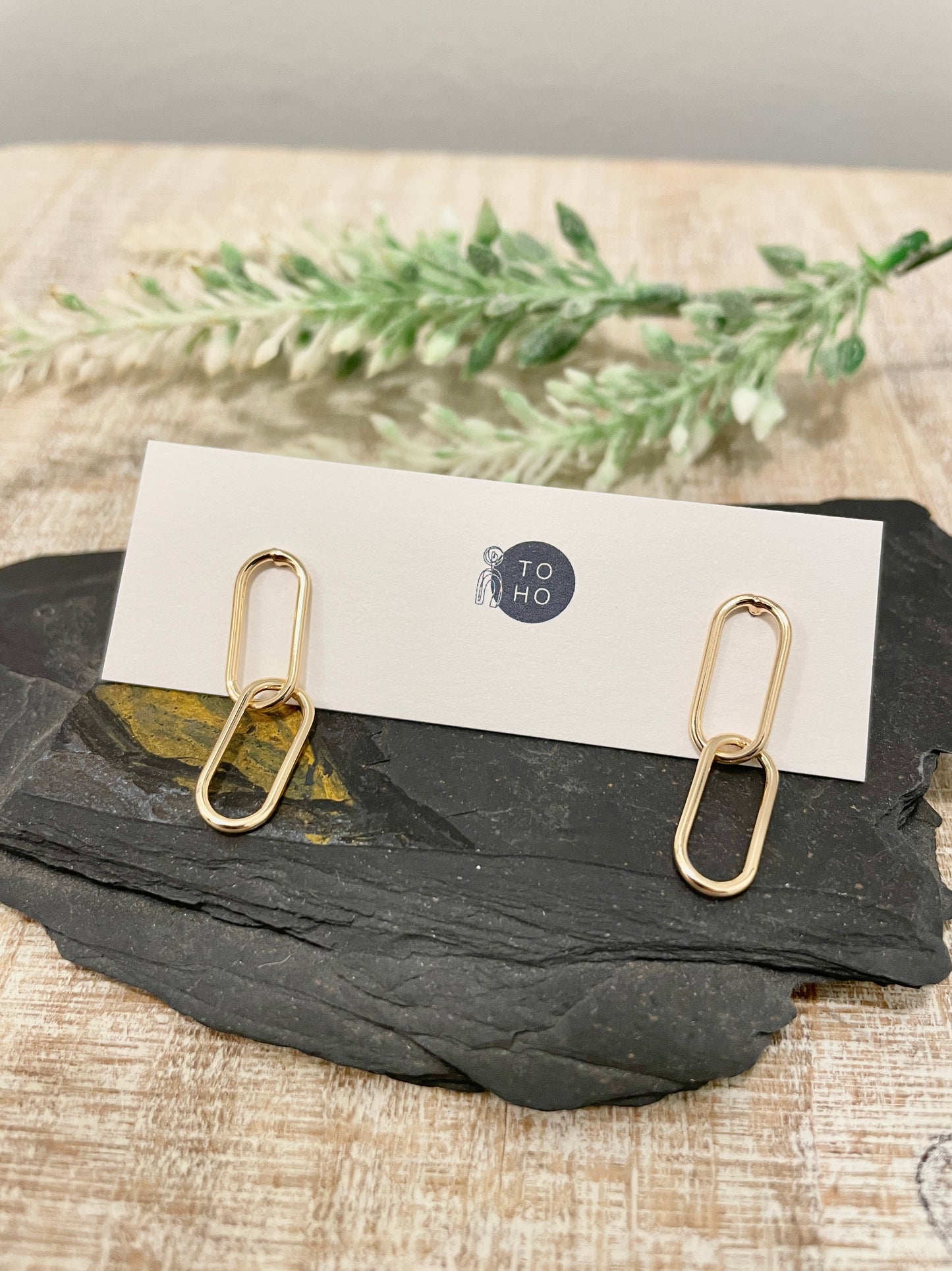 Gold Collection- Paaper Clip Dangle Studs