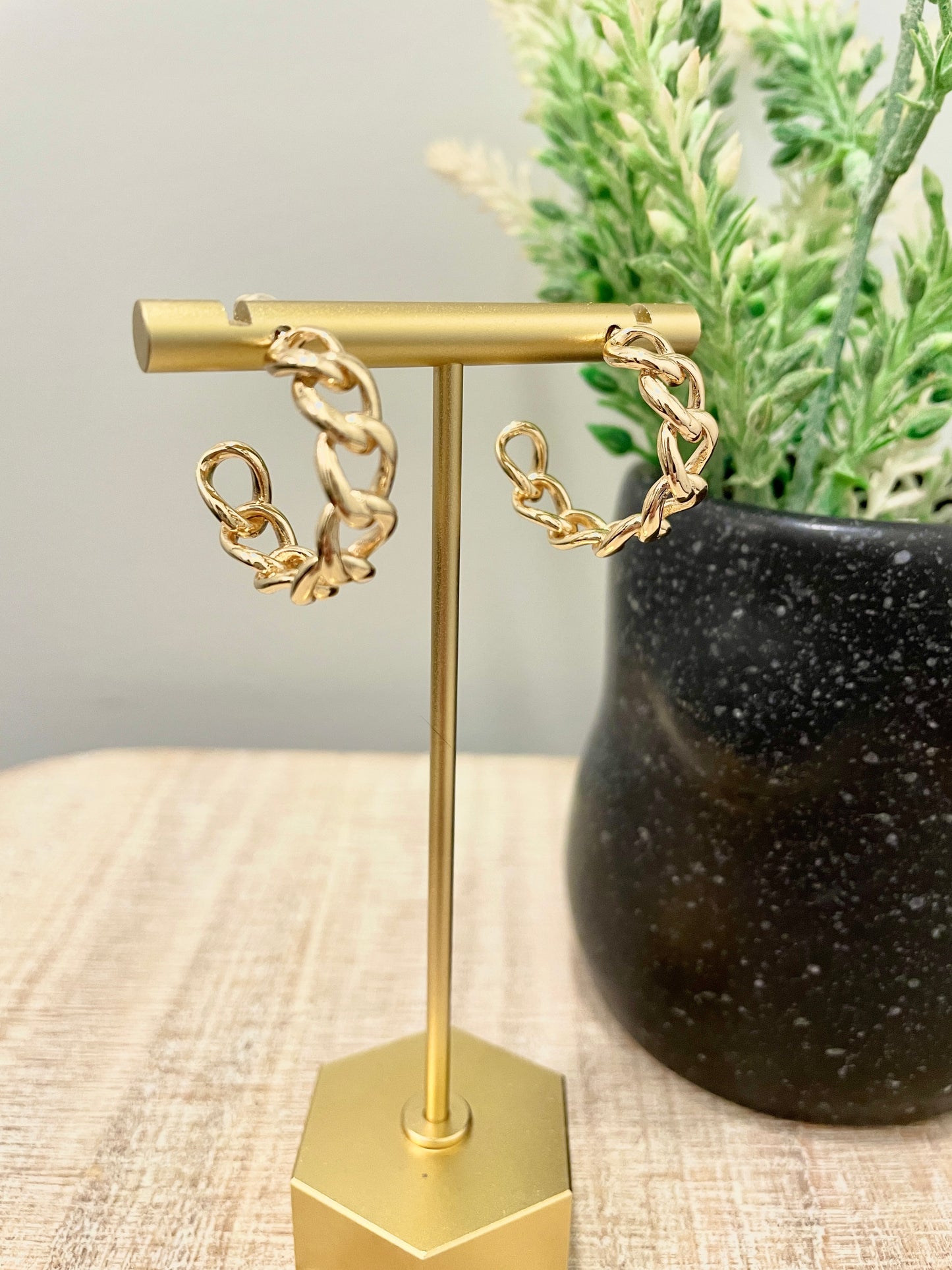 Gold Collection- Gold Chain Large Hoops