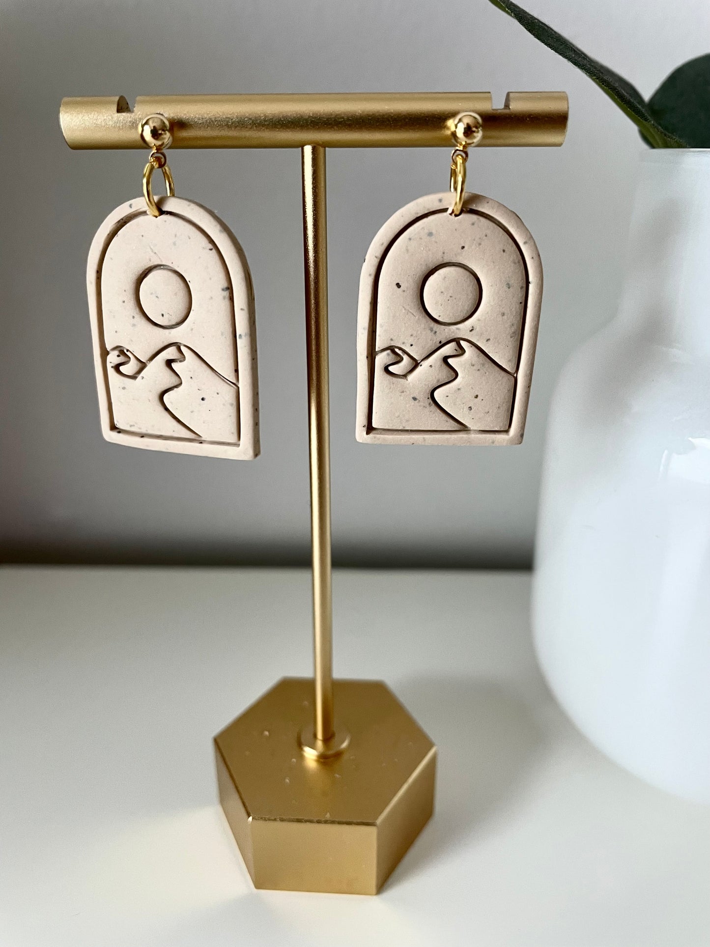 Desert Sunset- Sandy Taupe Arch Pendant Sun & Mountains