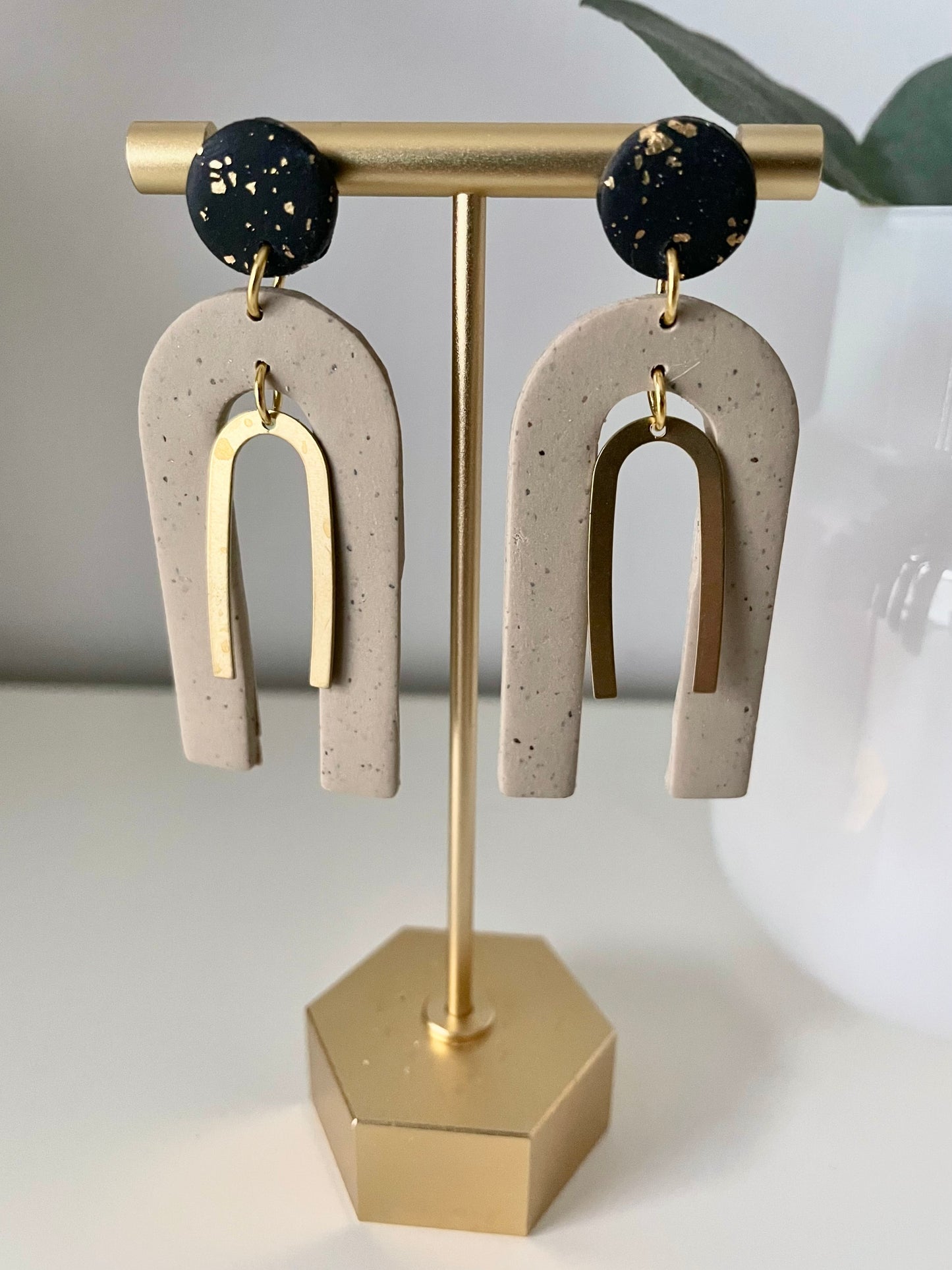 Lustrous-Taupe & Gold Long Skinny Arches