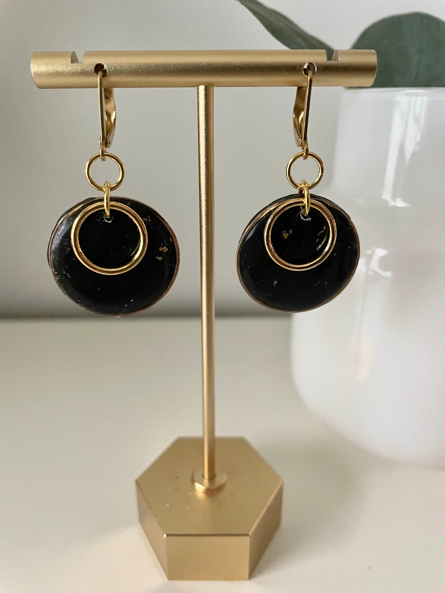 Lustrous-Black Circle Hoops