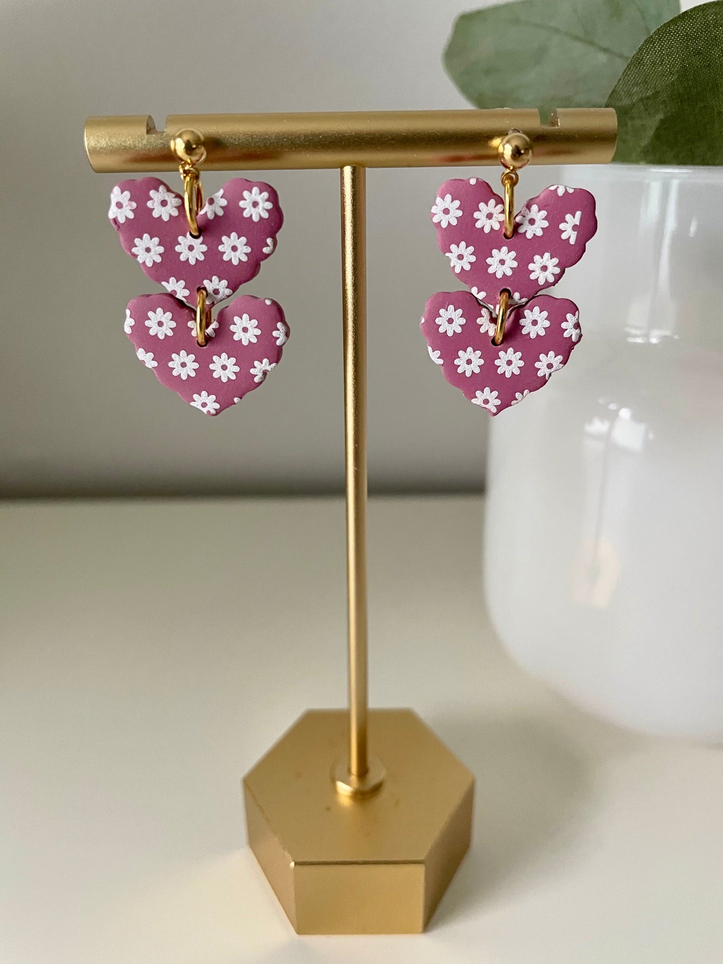 Valentines- Painted Florals-Drop Scalloped Hearts