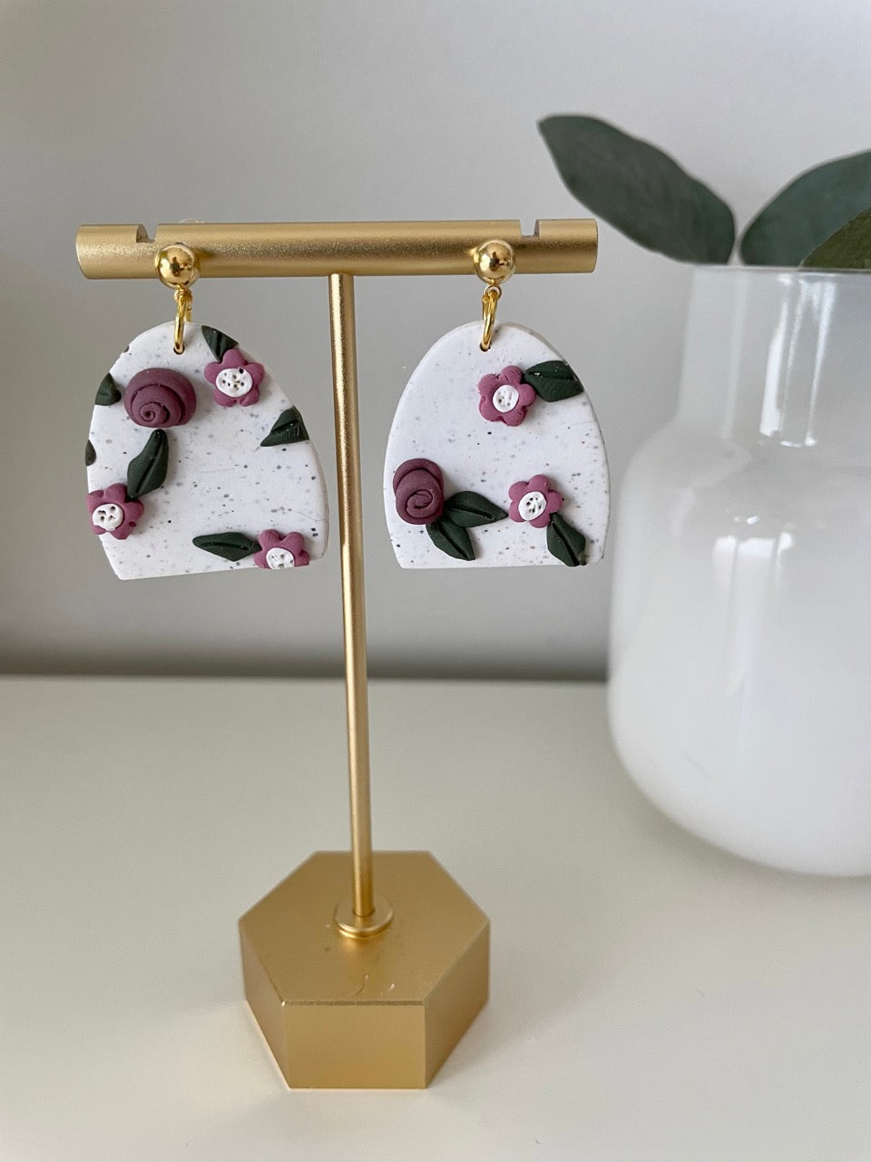 Floral Slab-Full Half Arch White