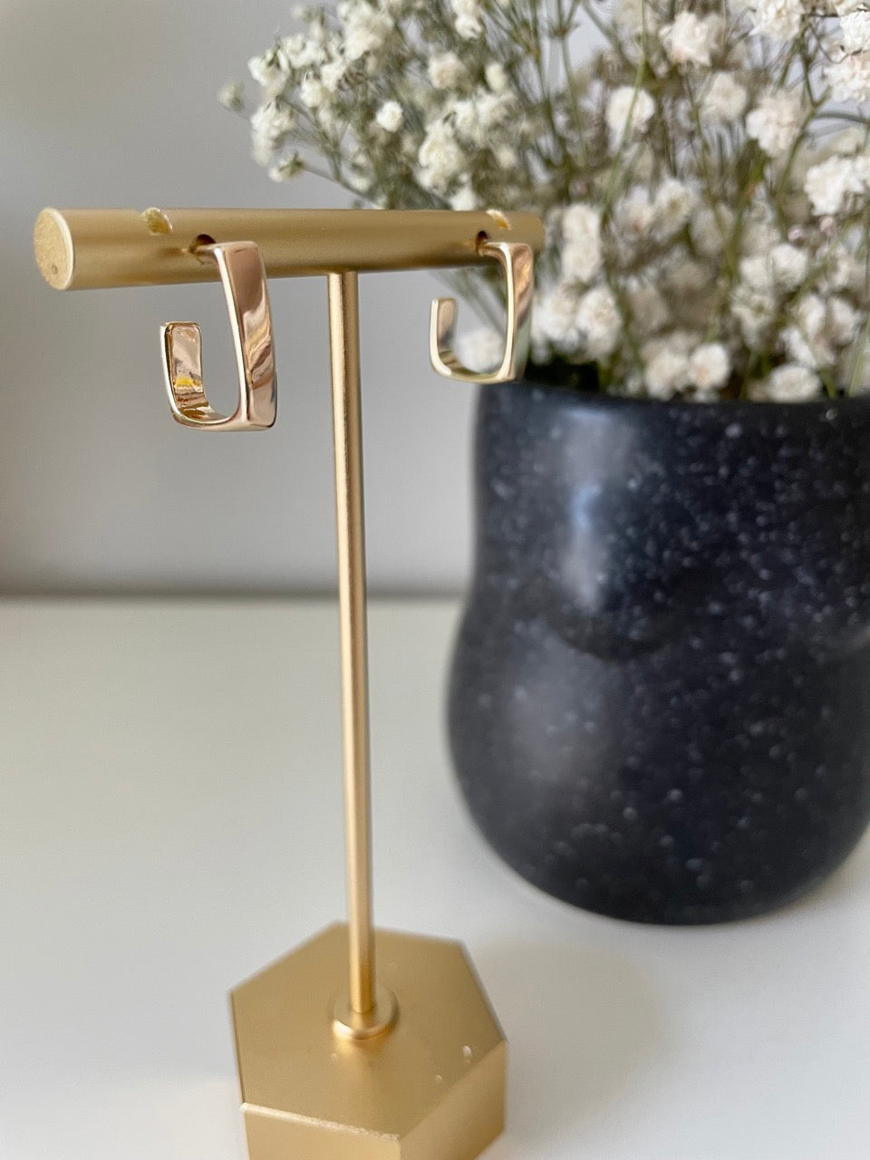 Gold Collection- Gold Chunky Rectangular Hoops