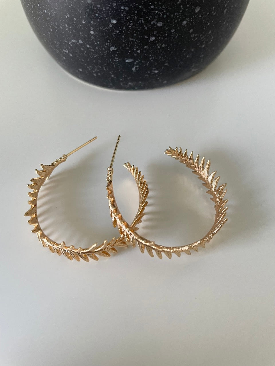 Gold Collection- Gold Feathered Hoops