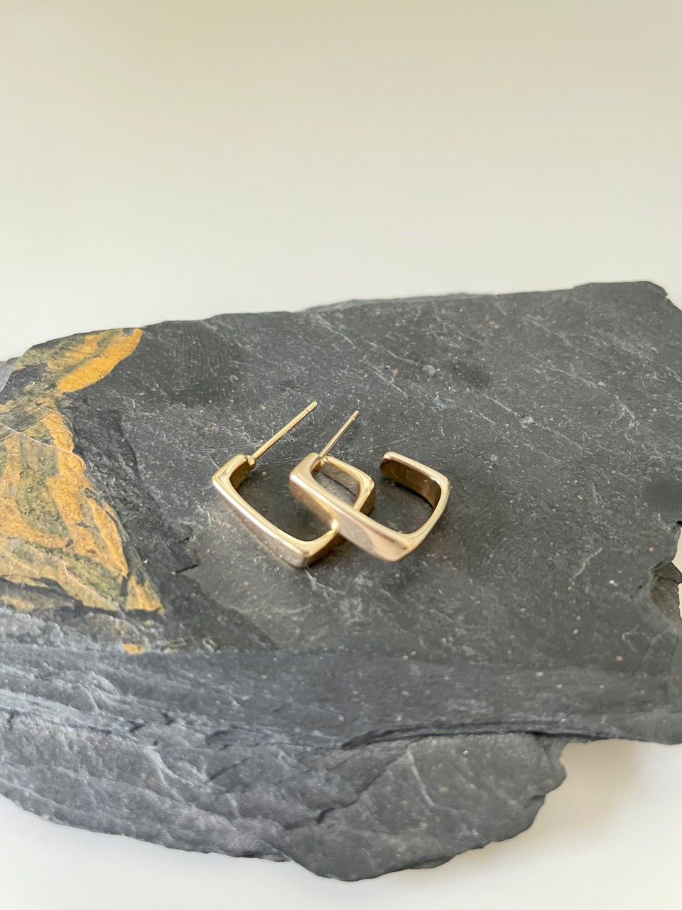 Gold Collection- Gold Chunky Rectangular Hoops