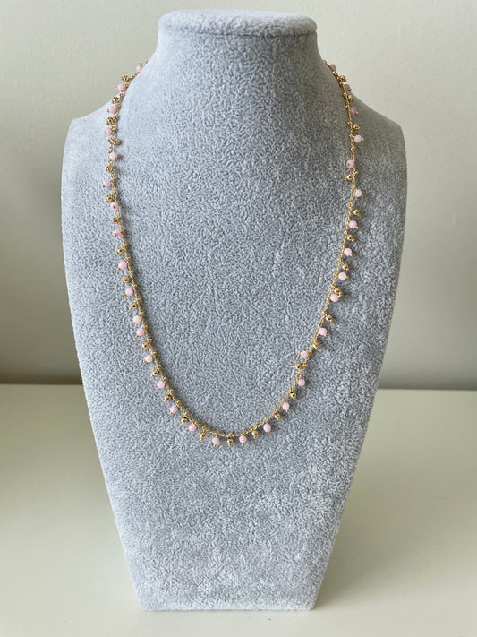 Pink & Gold Bead Necklace