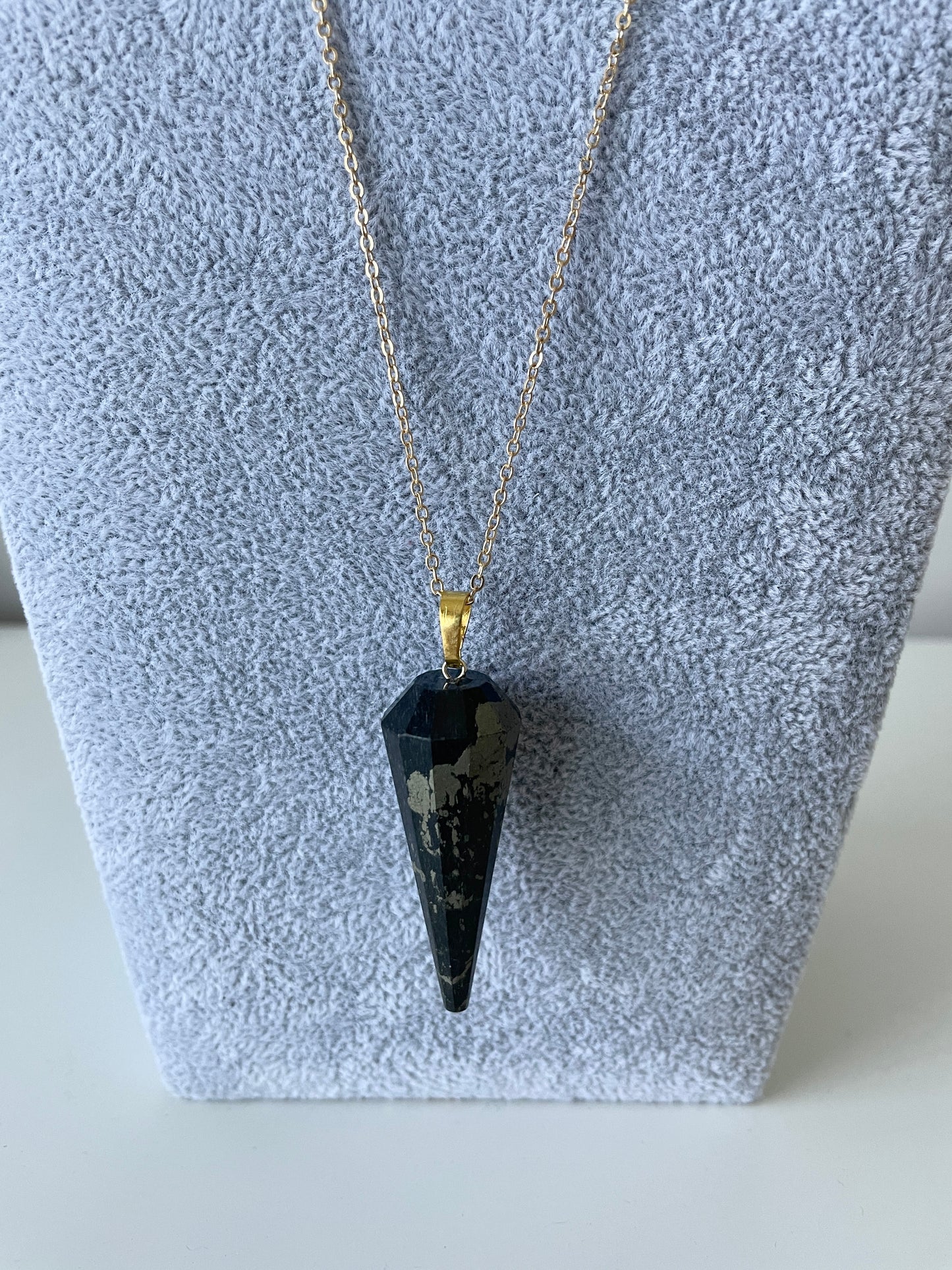 Black Tourmaline Pendant Necklace Large