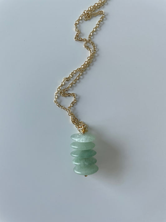 Jade Glass Bead Stacked Necklace