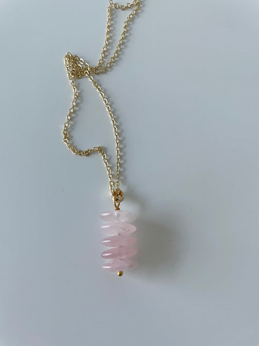 Rose Glass Bead Stacked Necklace