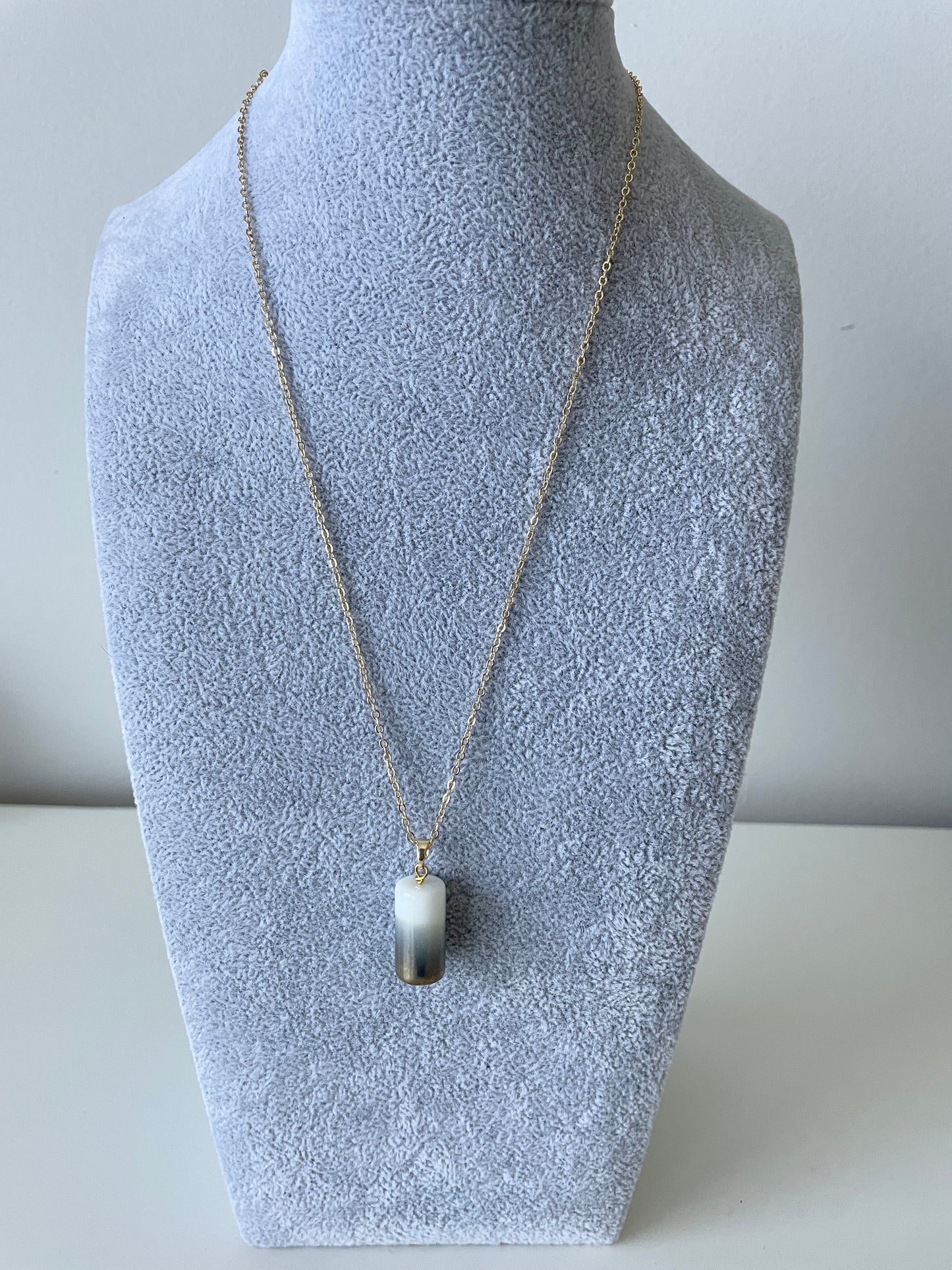 Grey & White Ombre Bead Necklace