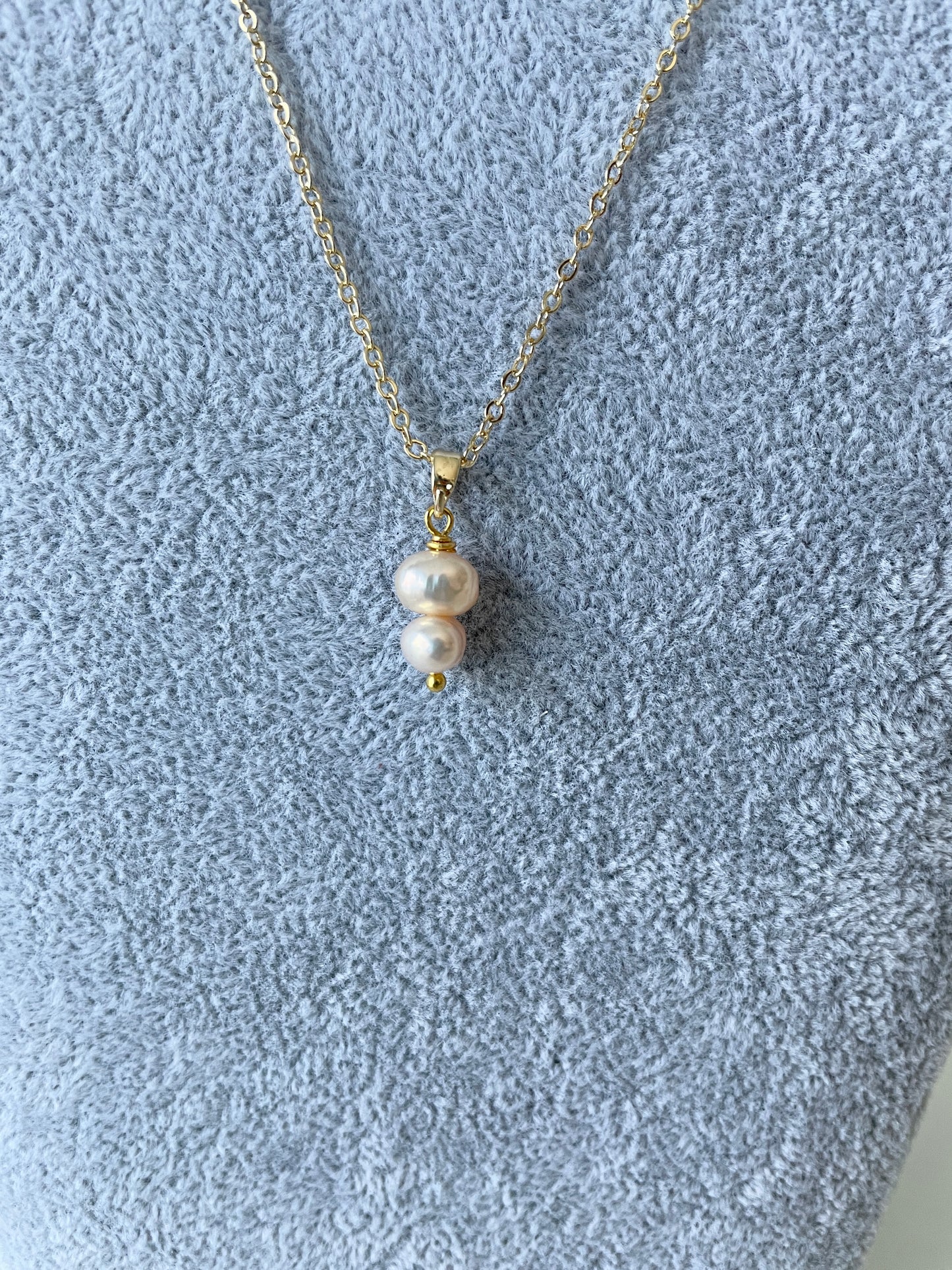 Soft Pink& Gold Fresh Pearl Pendant Necklace