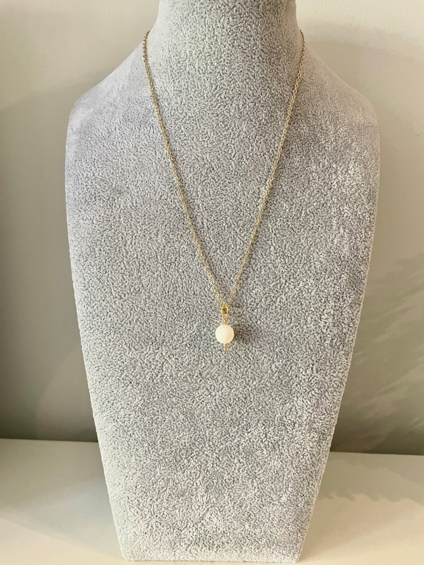 Opaque White Glass Bead Necklace