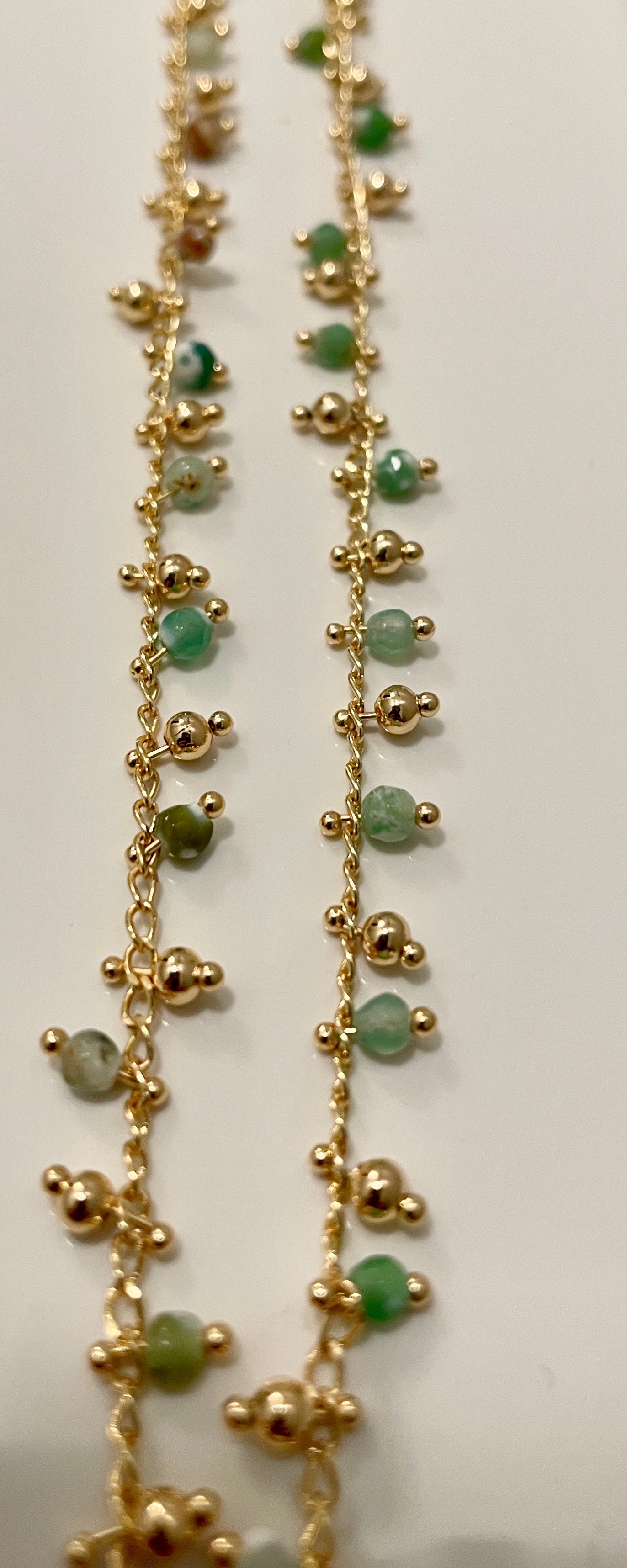 Green Beaded & Gold Necklace