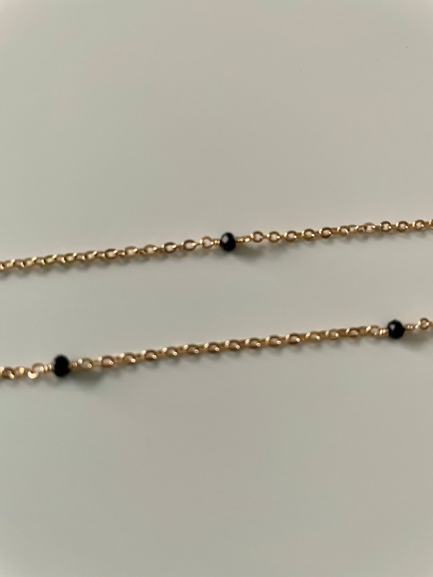 Small Link Chain Black Beaded Necklace