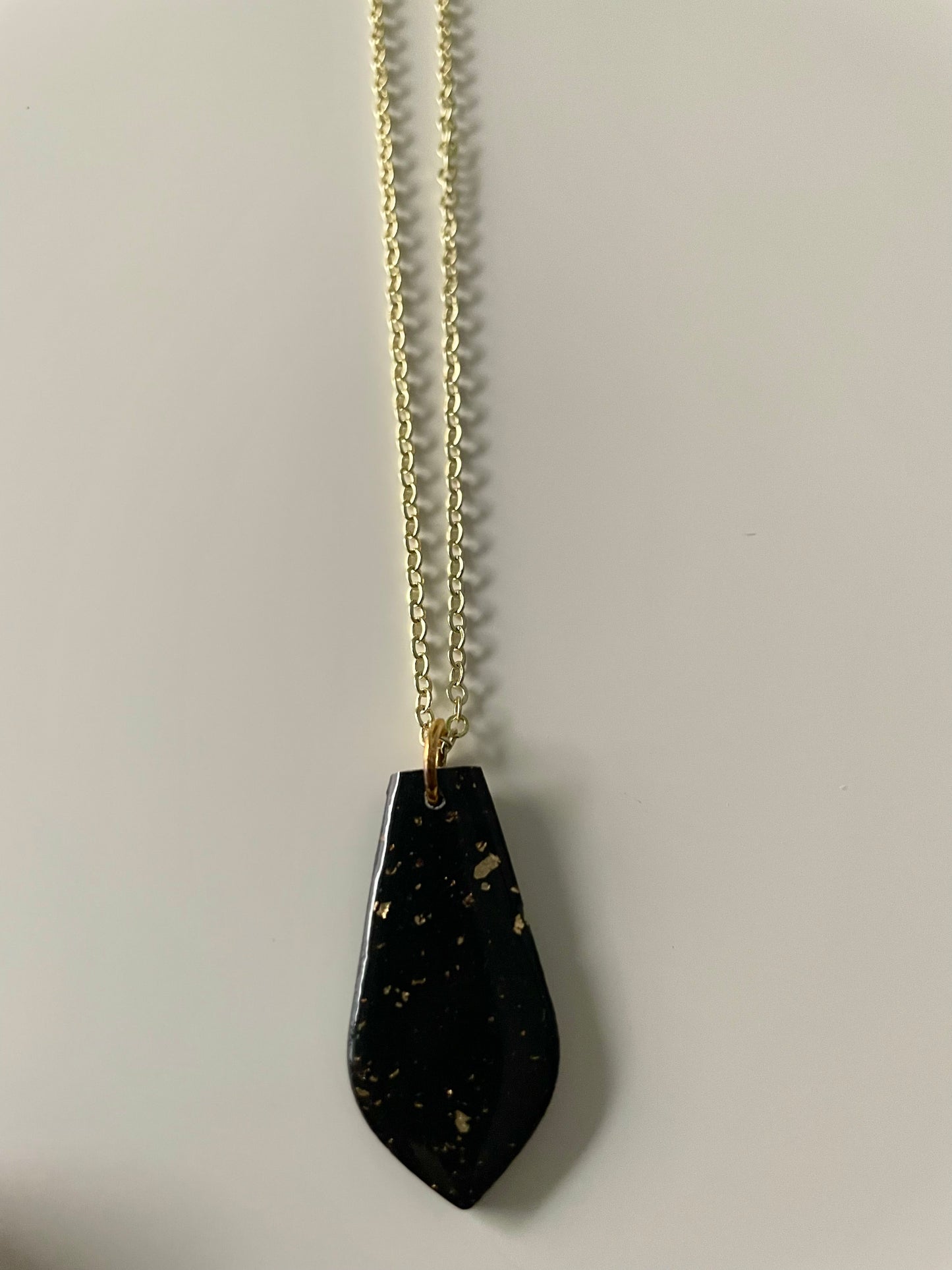 Gold Chain Drop Clay Pendant Necklace