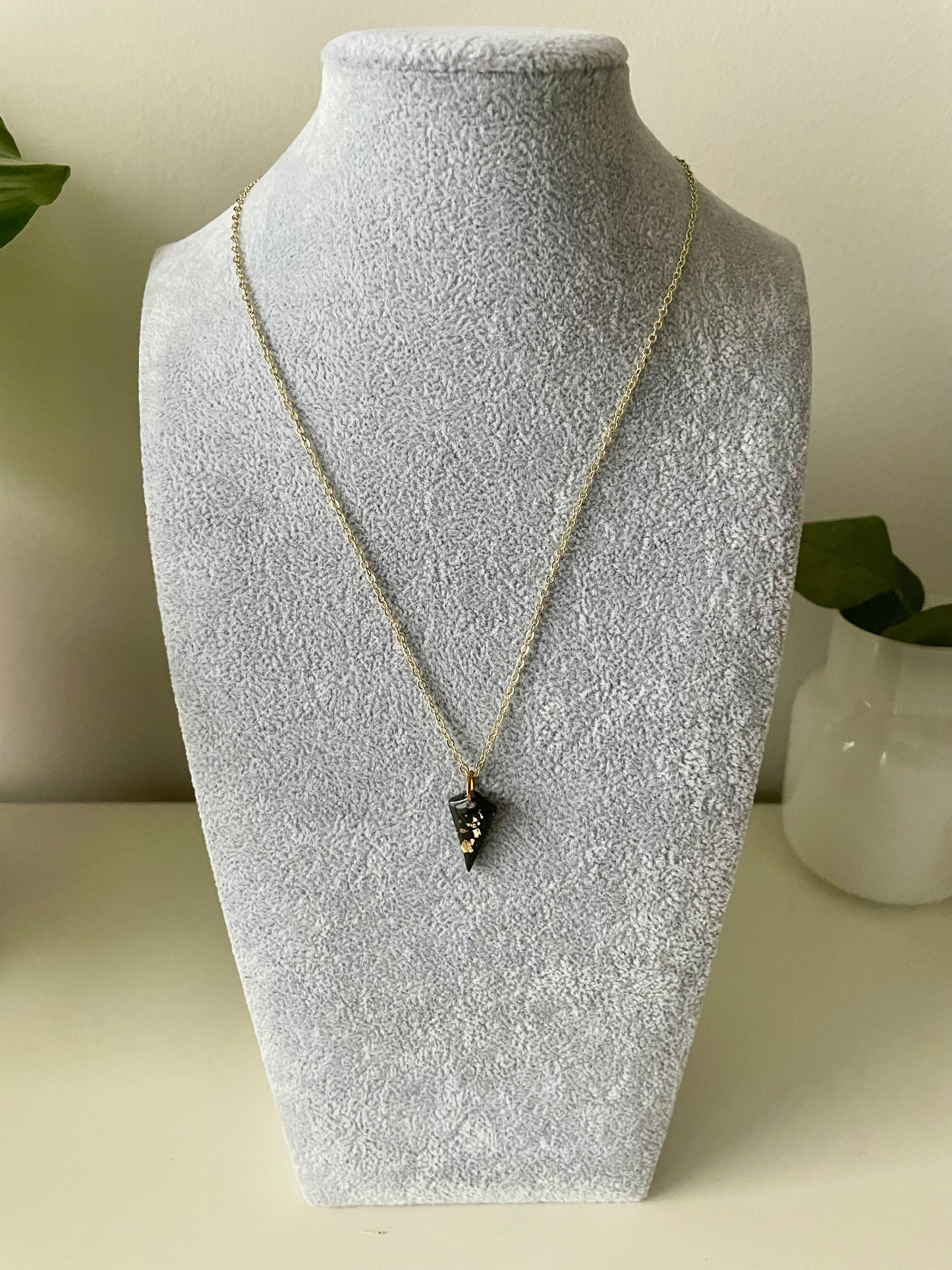 Gold Chain Small Clay Diamond Drop Necklace